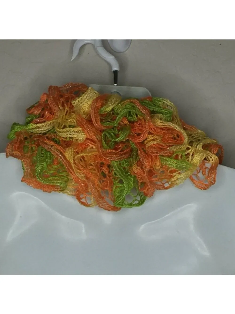Womens Crochet Orange Yellow Green Ruffle Scarf Accessories Fashion One Size